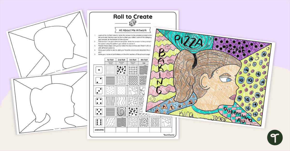 Roll to Create - All About Me Drawing Game teaching resource