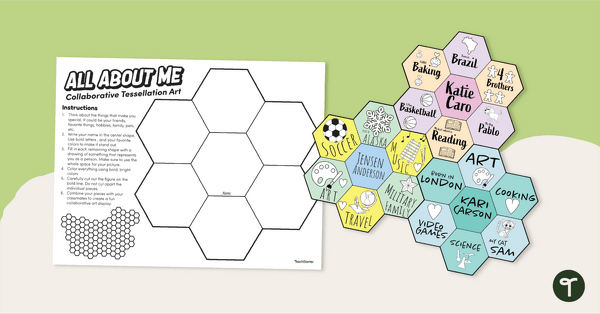 Go to Get to Know Me Collaborative Tessellation Art Activity teaching resource