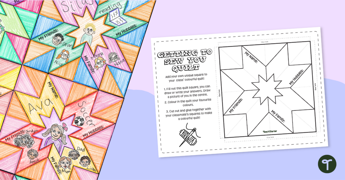 Getting To Sew You Quilt — First Day of School Printable teaching resource