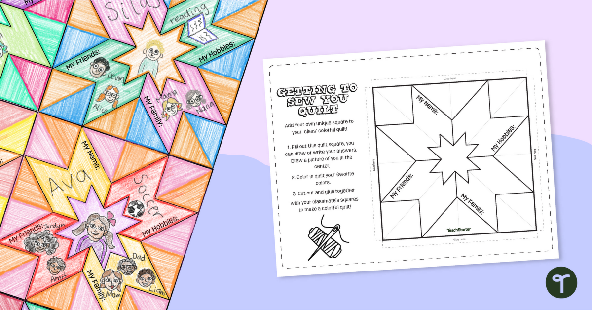Getting To Sew You Quilt Template - Back to School Craft teaching resource
