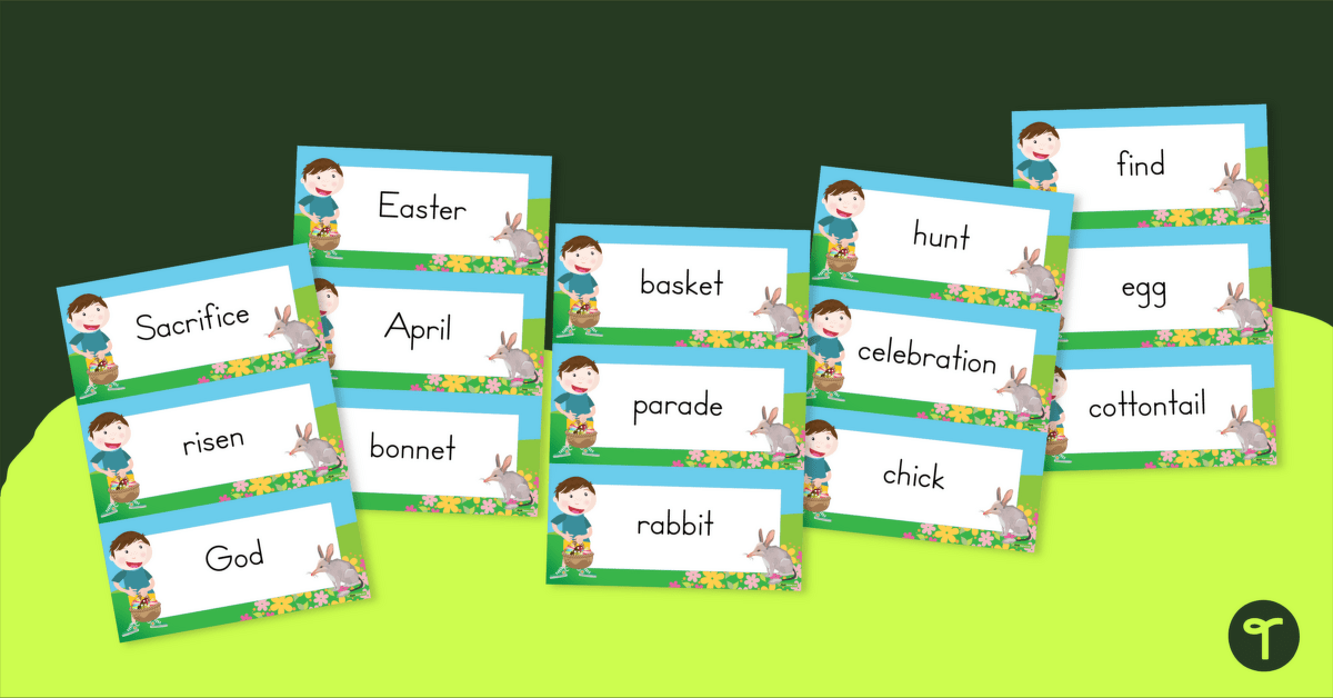 Easter Word Wall Vocabulary (Bilby) teaching resource