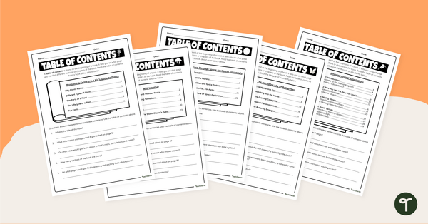 Go to Using Tables of Contents Worksheets teaching resource