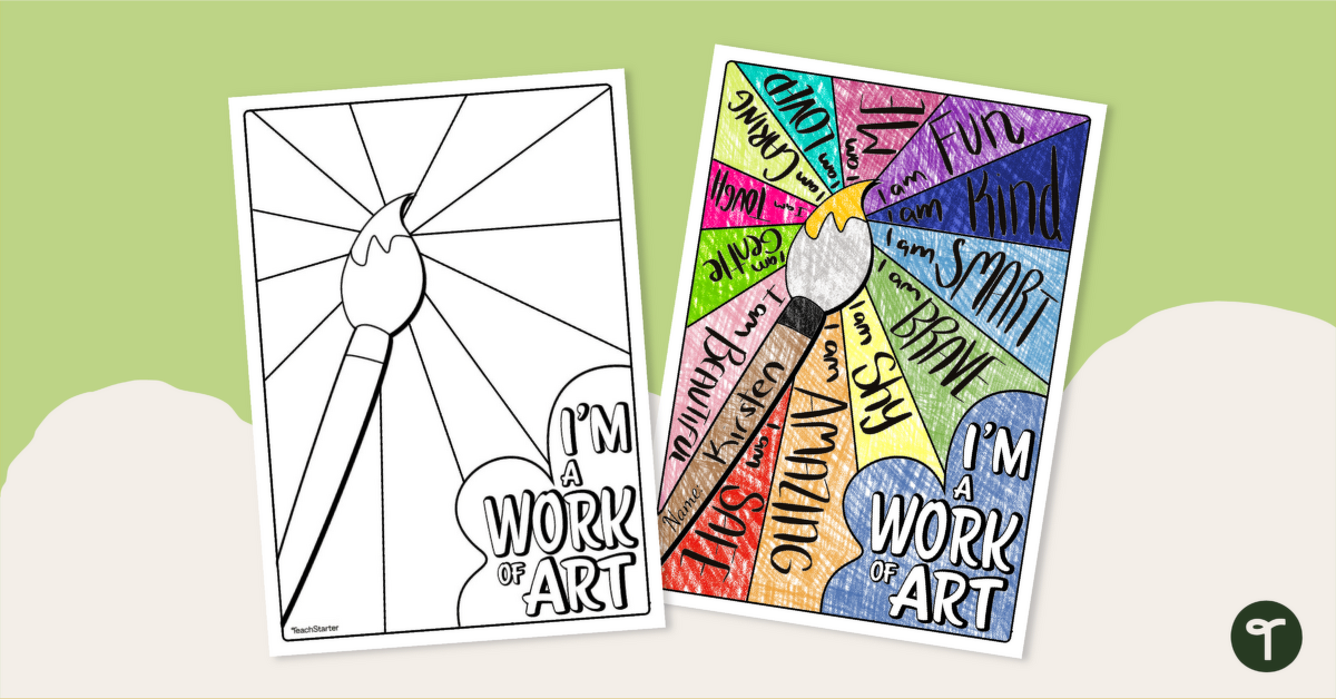 I Am Worksheet - Affirmation Art Activity teaching resource
