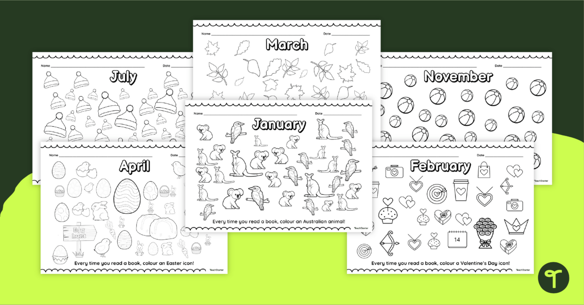 Colour Me - Monthly Reading Logs for Kids teaching resource