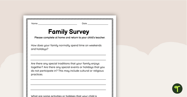 Go to Back to School - Family Survey teaching resource