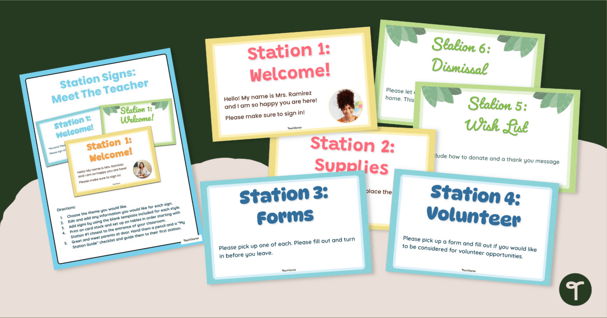 Meet The Teacher Station Signs - Editable teaching resource