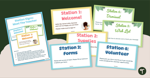 Go to Meet The Teacher Station Signs - Editable teaching resource
