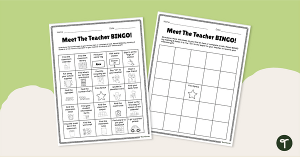 Go to Meet The Teacher Night BINGO! Game teaching resource