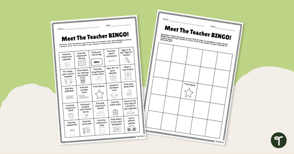 Meet The Teachers - Template for Back to School BINGO! teaching resource