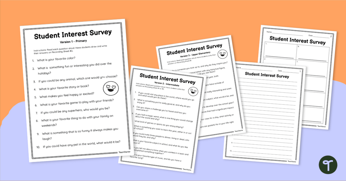 Student Interest Survey Pack teaching resource