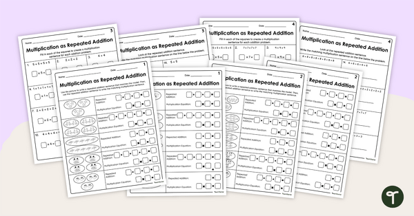 Image of Multiplication as Repeated Addition Worksheet Pack