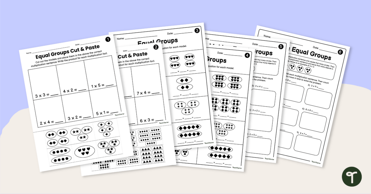 Equal Groups Multiplication Worksheets teaching resource