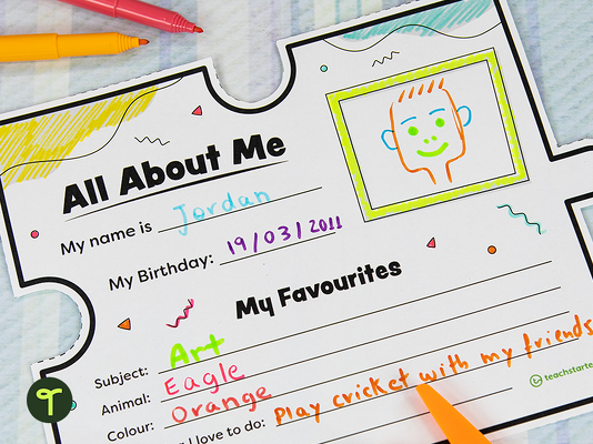 All About Me Puzzle Piece Template teaching resource