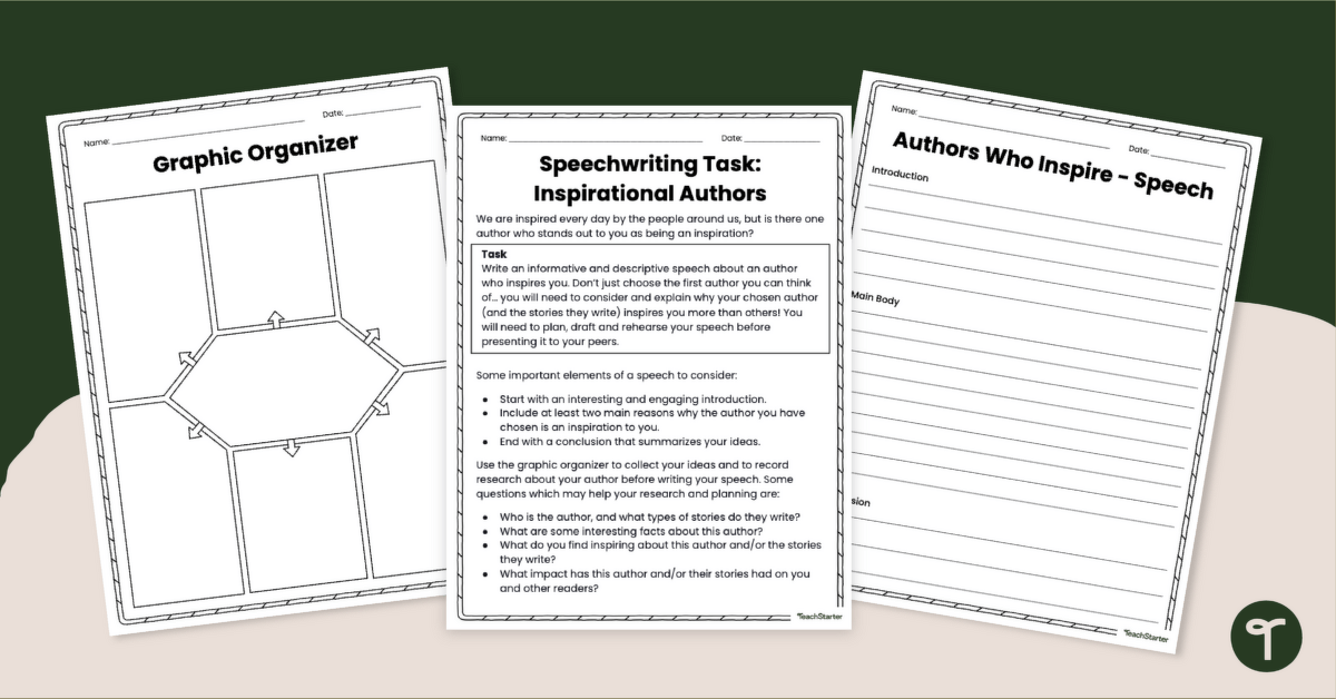 Authors Who Inspire - Speechwriting Task teaching resource