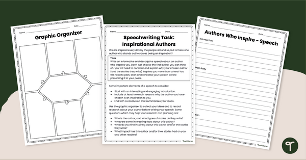Go to Authors Who Inspire - Speechwriting Task teaching resource