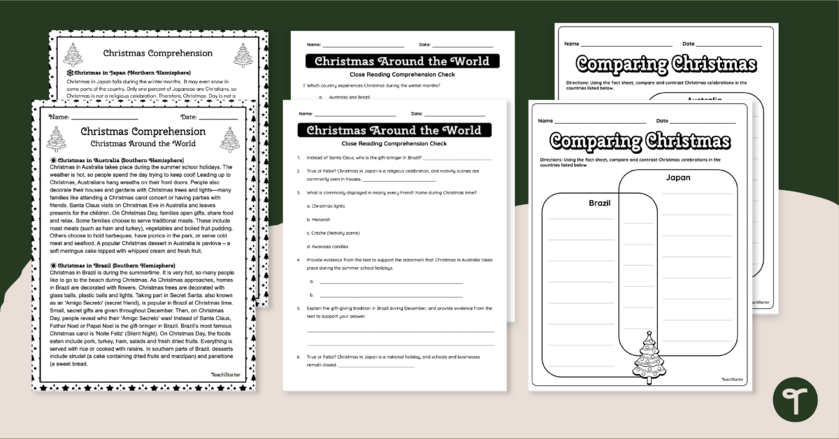 Christmas Around the World - Year 3 Reading Comprehension teaching resource