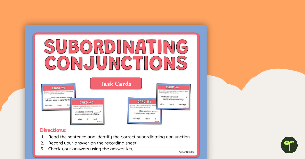 Subordinating Conjunctions Task Cards teaching resource