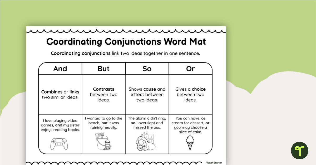 Coordinating Conjunction Word Mat teaching resource
