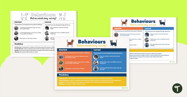Go to Inherited versus Learned Behaviours Poster teaching resource