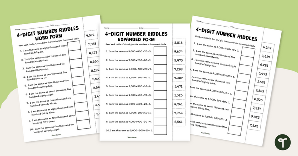 Go to 4-Digit Number Riddles Cut and Paste teaching resource