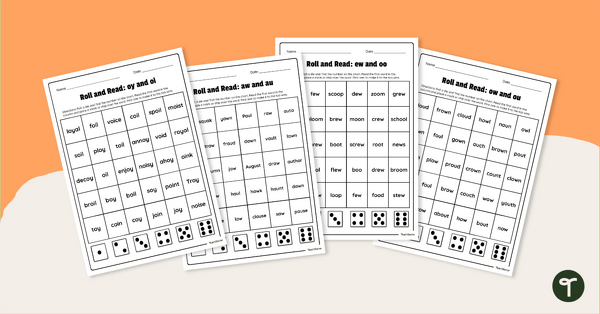 Go to Roll and Read Vowel Teams Diphthong Activity teaching resource