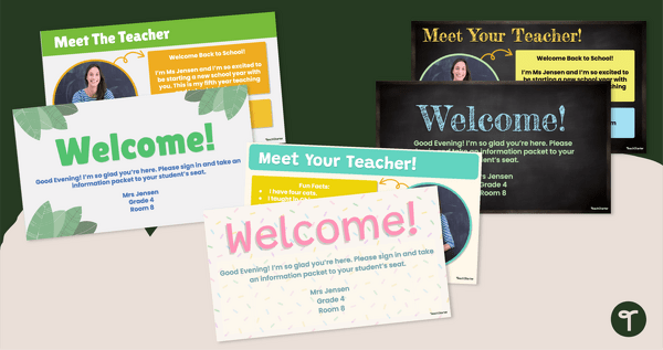 Go to Meet The Teacher Presentation Template teaching resource