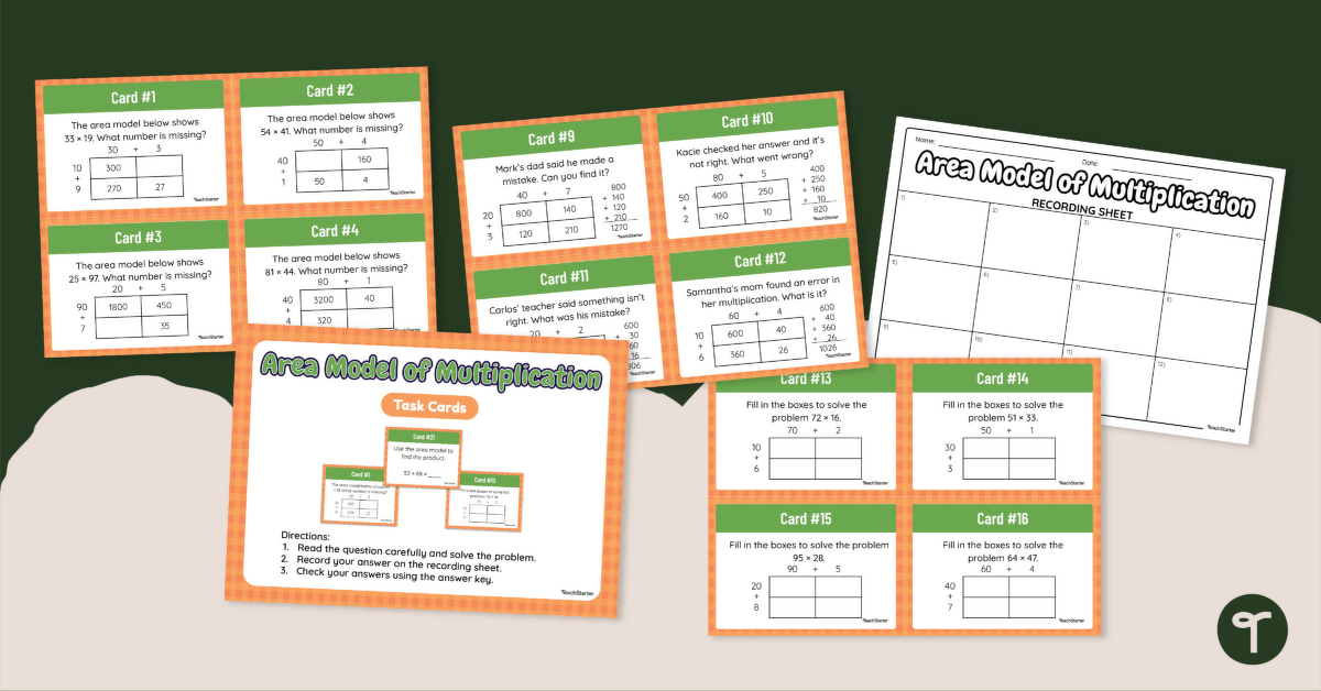 Area Model of Multiplication Task Cards teaching resource