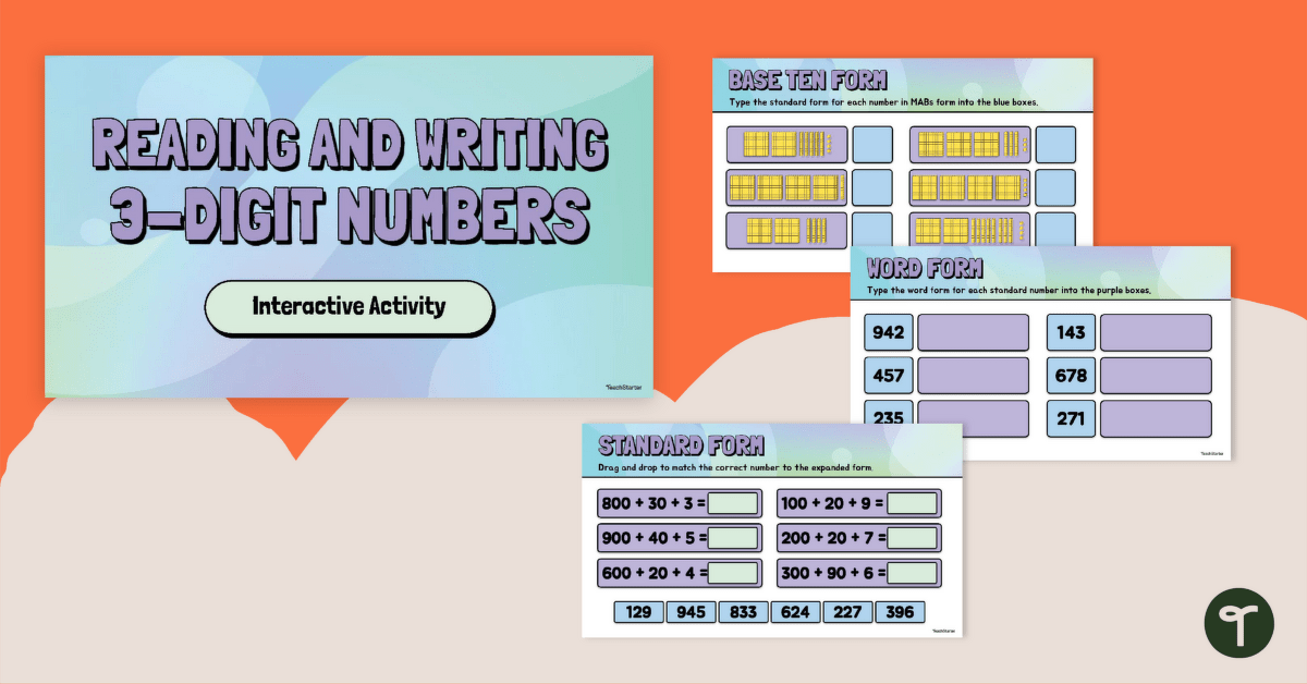 3-Digit Numbers Interactive Activity teaching resource