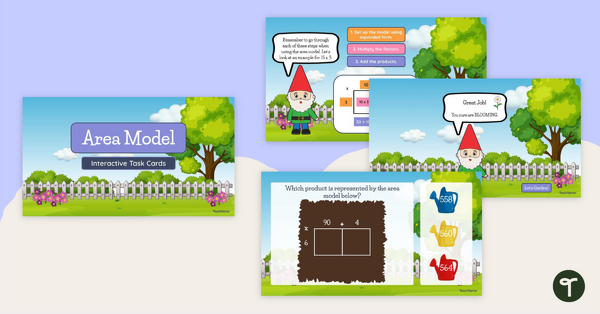 Go to Using the Area Model for Multiplication Interactive Task Cards teaching resource