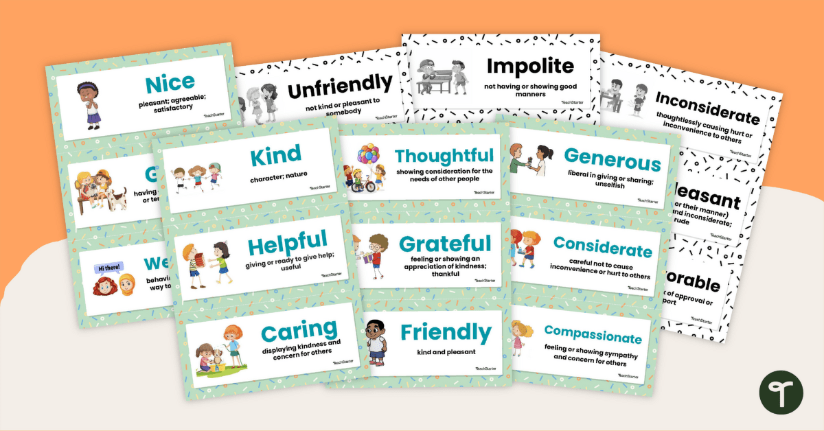 Kindness Vocabulary Word Wall teaching resource