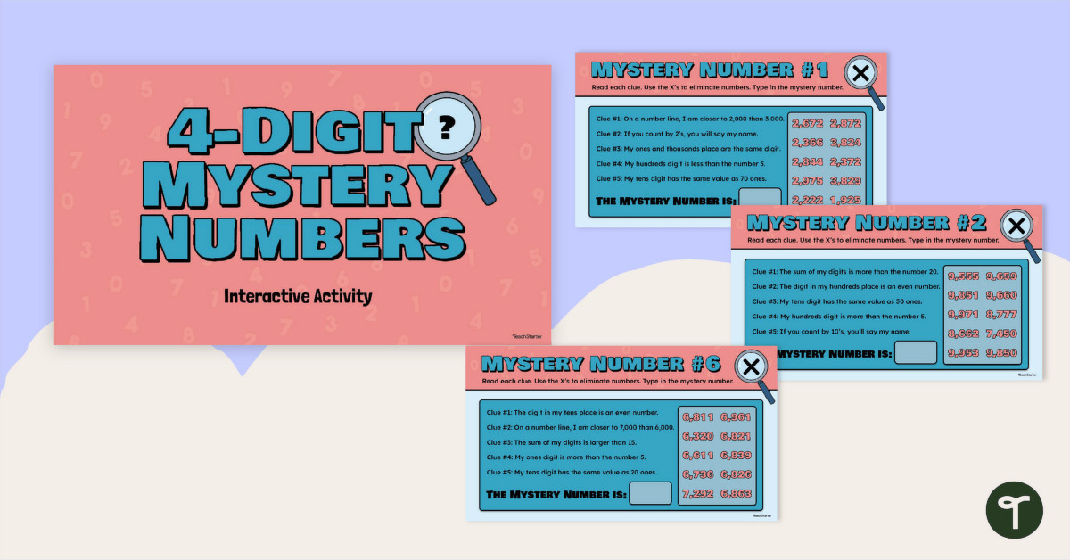 4-Digit Mystery Numbers Interactive Activity teaching resource