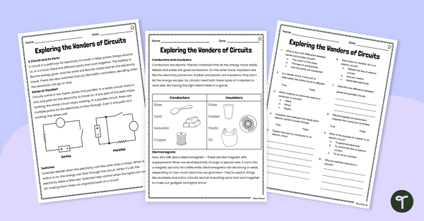 Go to The Wonders of Circuits – Levelled Comprehension Worksheet Pack teaching resource
