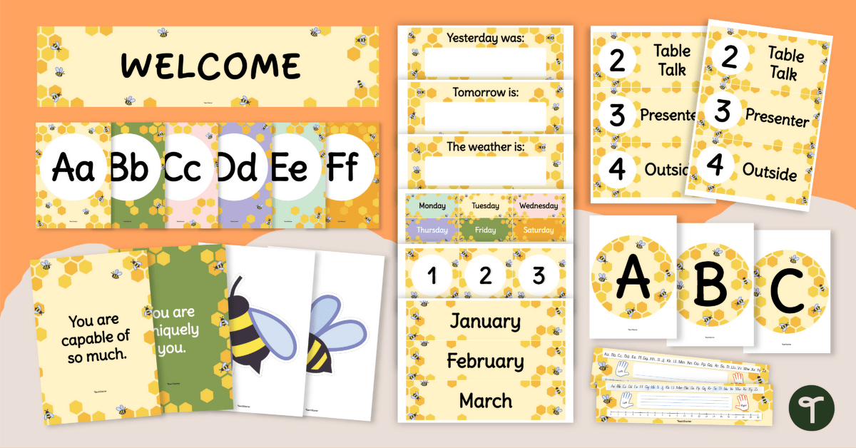 Bee Themed Classroom Decor Bundle teaching resource