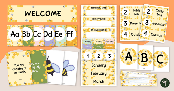Go to Bee Themed Classroom Decor Bundle teaching resource