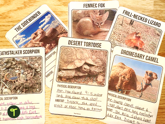 Desert Animal Adaptations - Trading Card Templates teaching resource