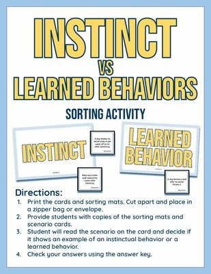 Instinct vs. Learned Behavior Sort teaching resource