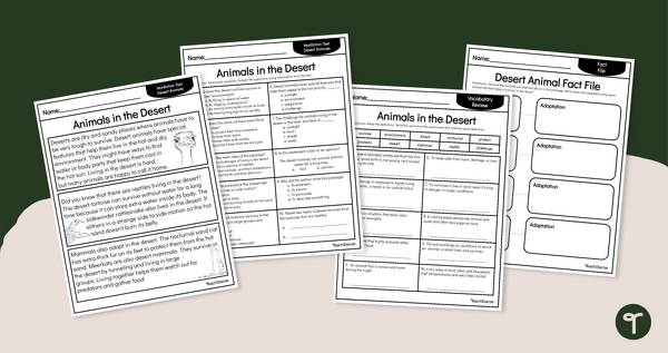 Go to Free Desert Animal Adaptations Worksheets - Comprehension teaching resource
