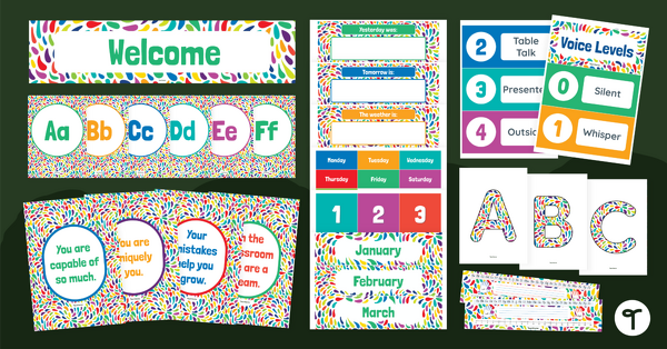 Go to Rainbow Colours Classroom Decor Bundle teaching resource