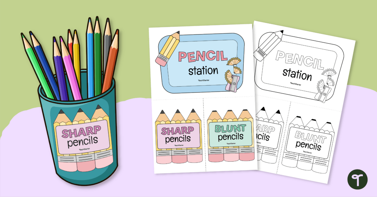 Sharp and Blunt Pencil Signs (Pencil Station) teaching resource