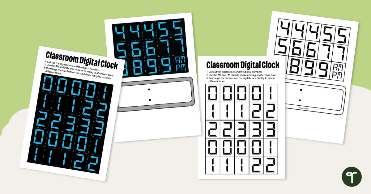 Digital Clock Template teaching resource