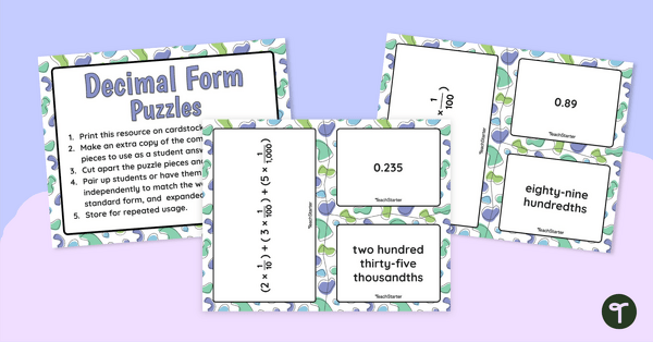 Go to Decimal Notation Puzzles teaching resource
