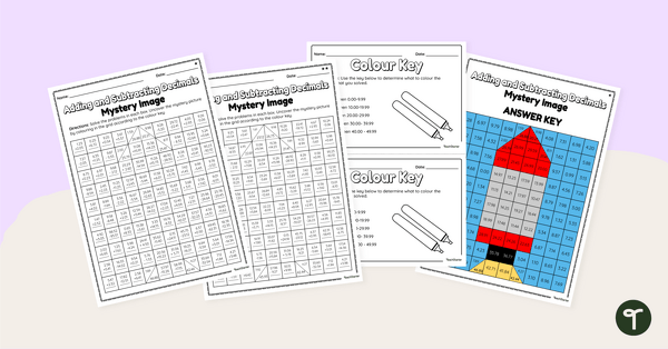 Go to Adding and Subtracting Decimals – Differentiated Mystery Image Worksheets teaching resource