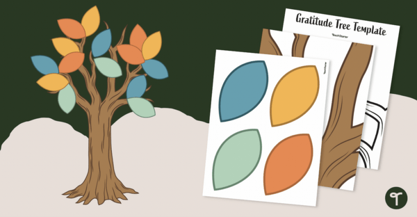 Image of Gratitude Tree and Leaves Template