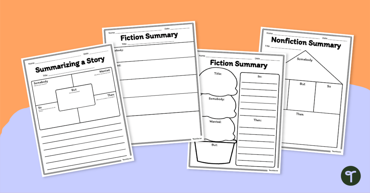 Summarizing a Story Graphic Organizers teaching resource