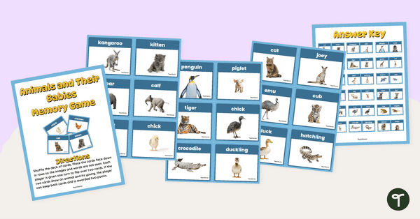 Go to Animals and Their Babies Memory Game teaching resource