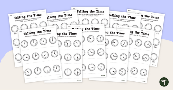 Image of Telling Time Year 2 Worksheets