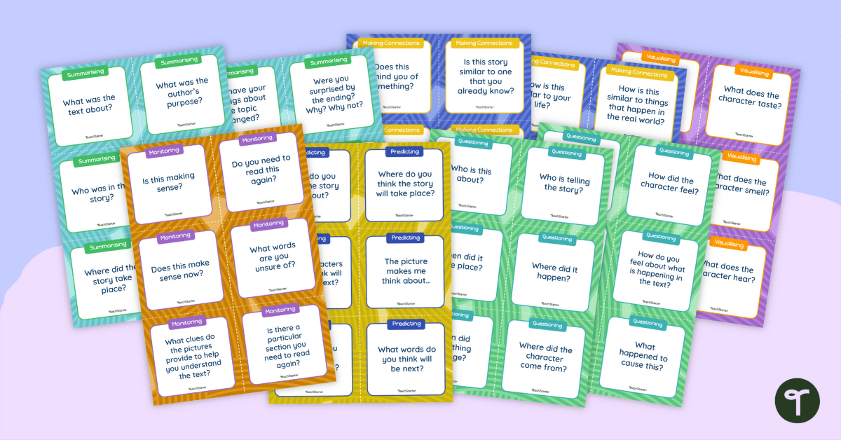 Super Six Reading Comprehension Question Cards teaching resource