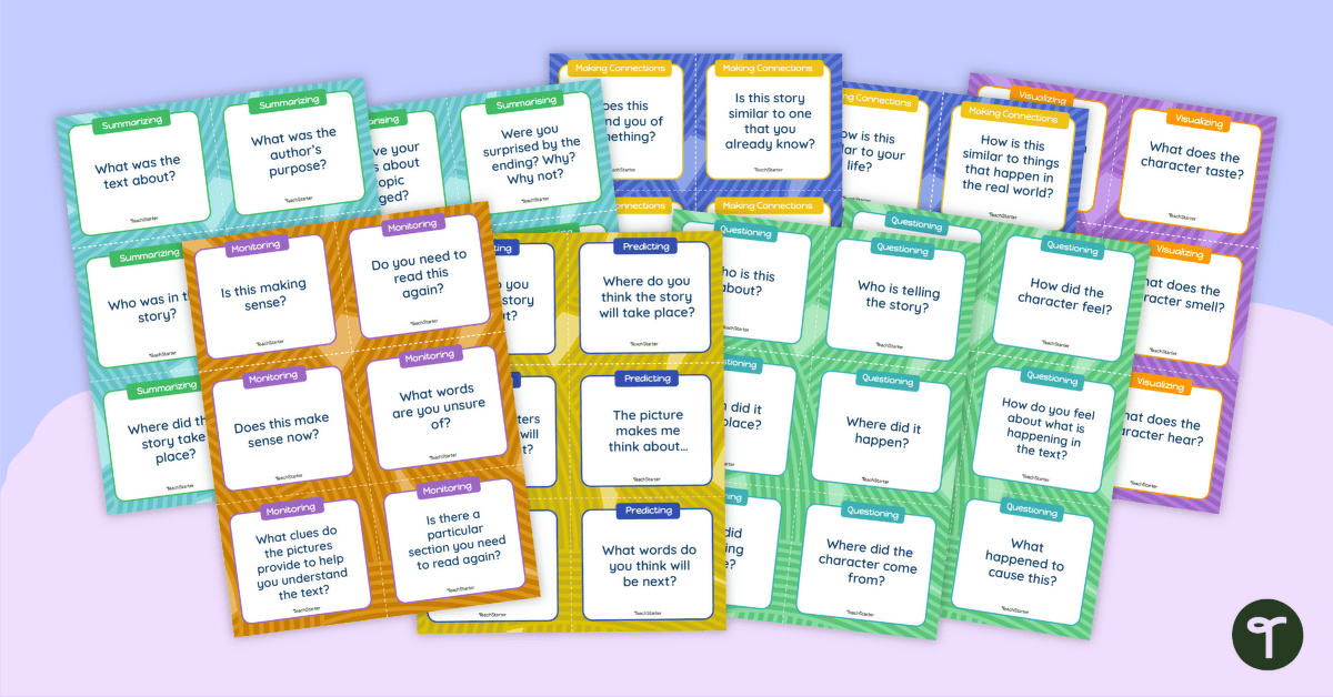 Super Six Reading Comprehension Question Cards teaching resource