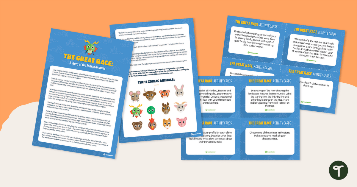 A Story of the Zodiac Animals and Activity Task Cards teaching resource