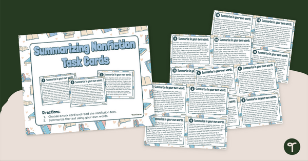 Go to Summarizing Nonfiction Task Cards teaching resource